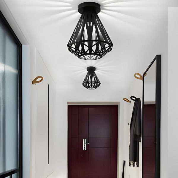 Retro Personality Iron Cage LED American Style Ceiling Light Fixture - Image 2