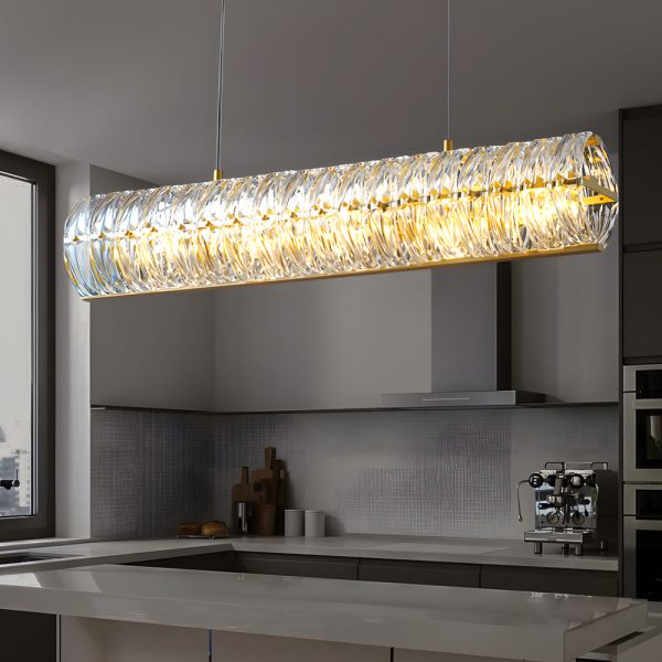 Round Glass Luxury 3 Step Dimming Simple Long Post-Modern Chandelier - Image 2