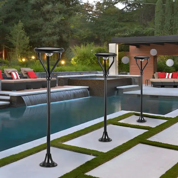 Round LED Waterproof Intelligent Modern Solar Lamp Post Outdoor Light - Image 3