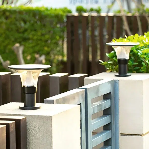 Round Dimmable LED Waterproof Black Modern Solar Fence Post Lights Pillar Lamp - Image 4