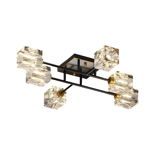 Modern Copper Crystal Cube Semi-Flush Mount Light Fixture, 4/6/8-Light - Image 14