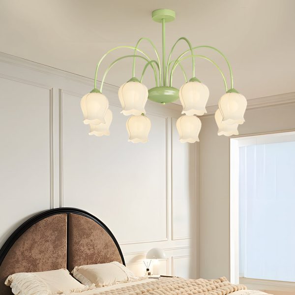 8 Heads Pastoral Bell Orchid Flowers 3 Step Dimming French Style Chandelier - Image 2