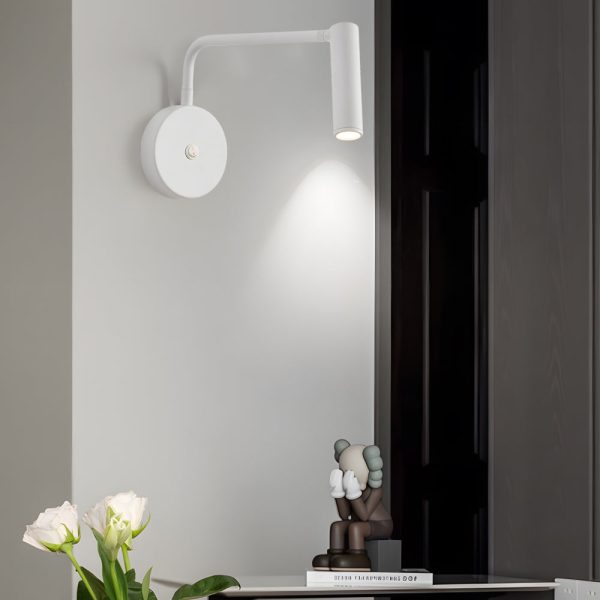 Black/White Tube LED Swing Arm Wall Light Adjustable Wall-Mounted Spotlight Bedroom Sconce Lamp - Image 5