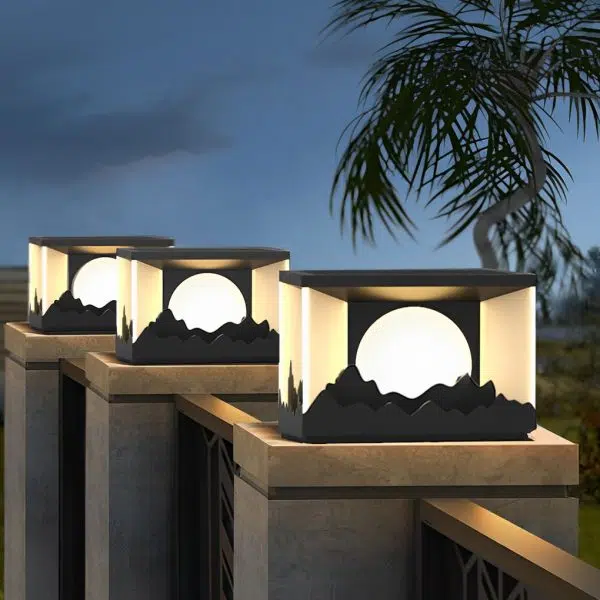 Mountain Scenery Design Waterproof LED Modern Solar Fence Post Lights - Image 4