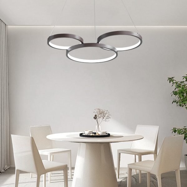3 Rings Chandelier Dimmable Kitchen Dining Room Lighting Ceiling Lights with Remote Control - Image 2