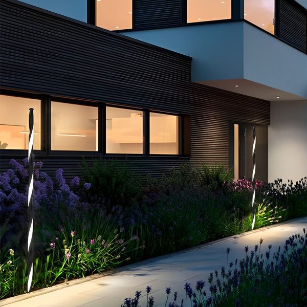 Unique Minimalist LED Waterproof Black Solar Powered Lawn Lights Path Lamp - Image 3