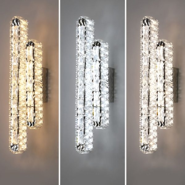Double Strip Three Step Dimming Light LED Crystal Modern Wall Lamp Wall Sconce Lighting - Image 5