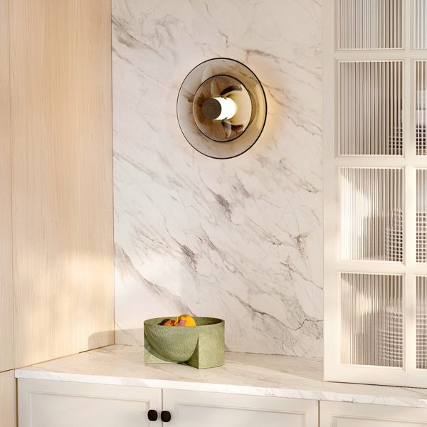 Double Layer Round Glass Electroplated Metal LED Nordic Wall Lights - Image 3