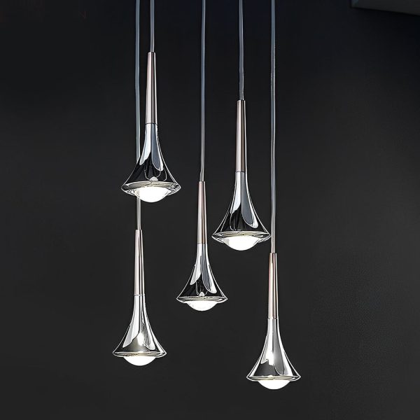 1-Light Water Drop Metal LED Nordic Staircase Pendant Lights Small Chandelier - Image 7