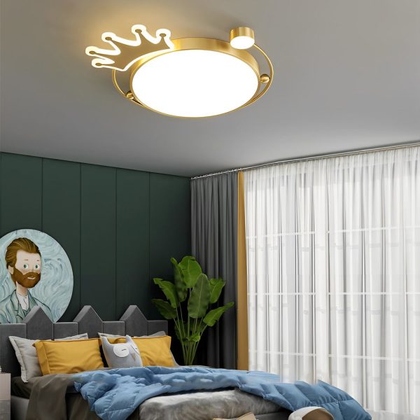 Round Cartoon Crowns Three Step Dimming Copper Modern Ceiling Light Fixture - Image 4