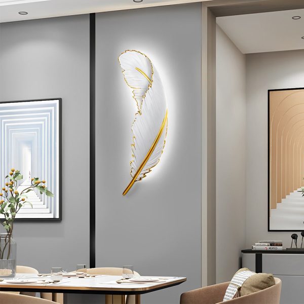 Modern Art Decorative Resin Feather LED Strip Dimmable White Wall Sconces - Image 5