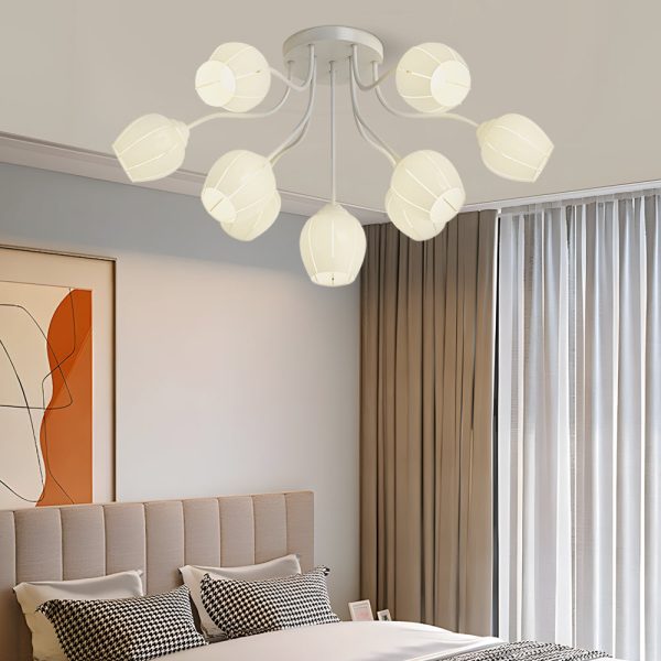 10 Heads Flowers Creative Three Step Dimming French Style Ceiling Lights - Image 4