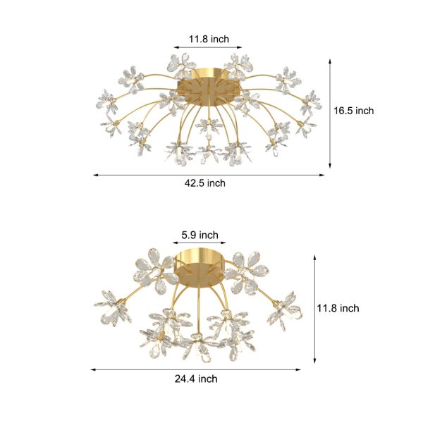 Crystal Flowers Dandelions Three Step Dimming Modern Ceiling Lights Fixture - Image 3