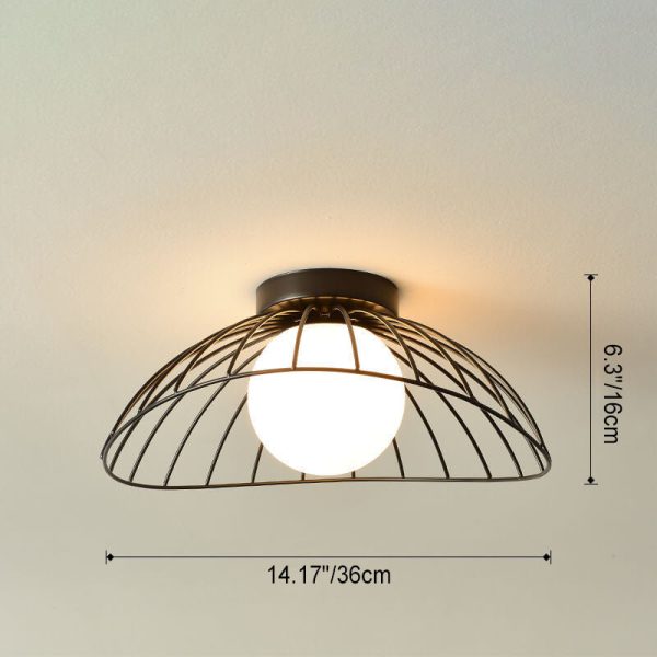 Scandinavian Modern Minimalist Iron Glass Ceramic Flower Diamond 1-Light Semi-Flush Mount Ceiling Light - Image 8