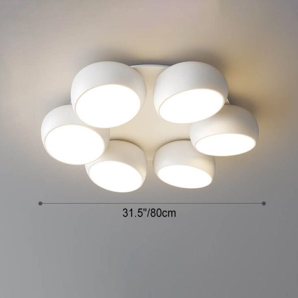 Scandinavian Modern Minimalist Iron Plastic Round LED Semi-Flush Mount Ceiling Light - Image 10