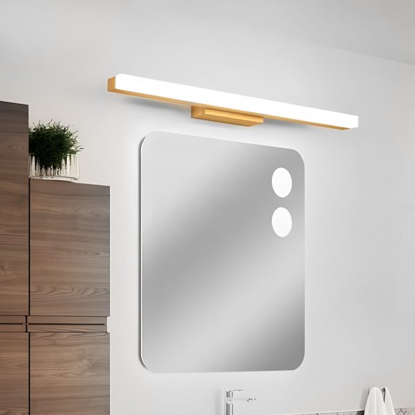 Modern Wooden LED Vanity Light Rectangular Wall-Mount Bathroom Lighting - Image 5