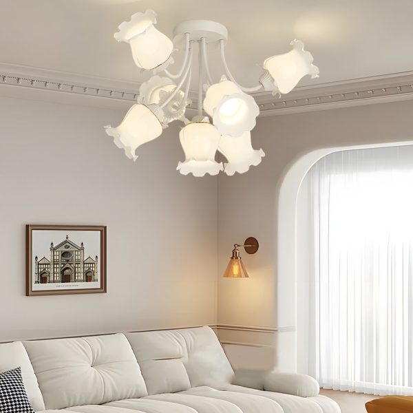 7 Heads White Flowers 3 Step Dimming Creative Modern Ceiling Light Fixture - Image 2