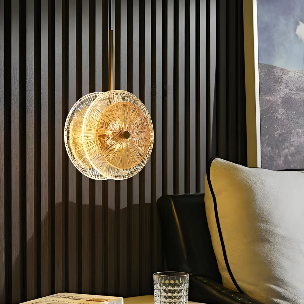 5-9b136e20-2bf9-4ffe-a240-b1badfb5d4b9.jpg Modern Crystal Glass Disc Pendant Light with LED 1-Light Round Hanging Lamp - Image 1