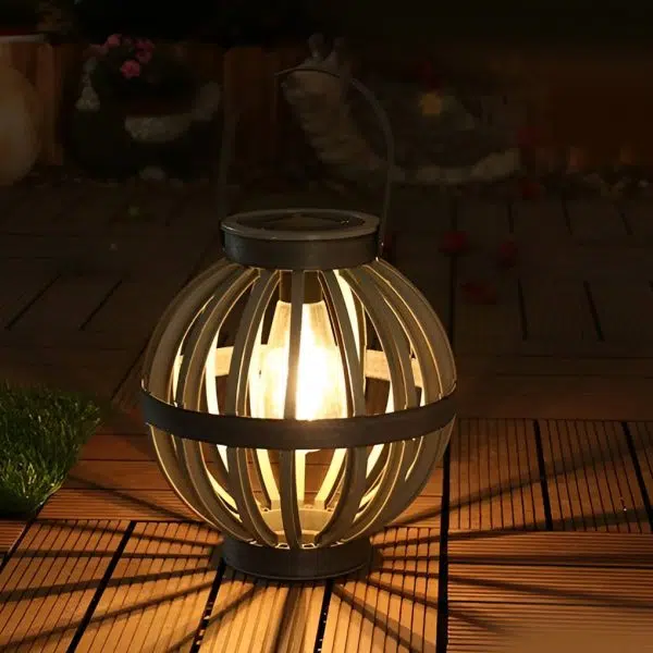 Portable PP Rattan Craft Waterproof LED Modern Solar Outdoor Lanterns - Image 2