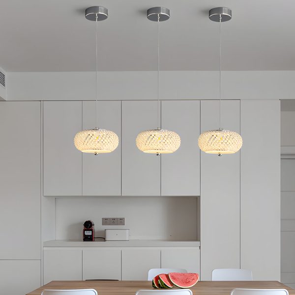 Small Round Drum Crystal LED 3 Step Dimming Luxury Modern Pendant Lights - Image 4