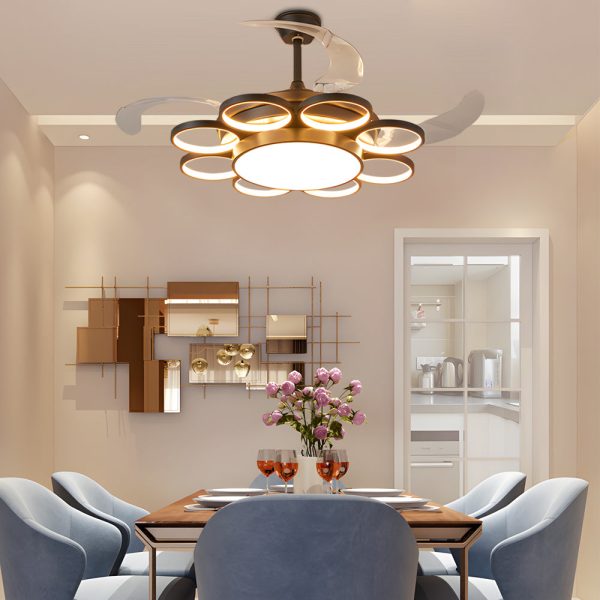 Invisible Silent Ceiling Fan Ring Remote LED Chandelier - Image 3