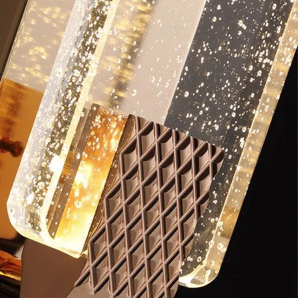 European Light Luxury Rectangular Bubble Crystal LED Wall Sconce Lamp - Image 11