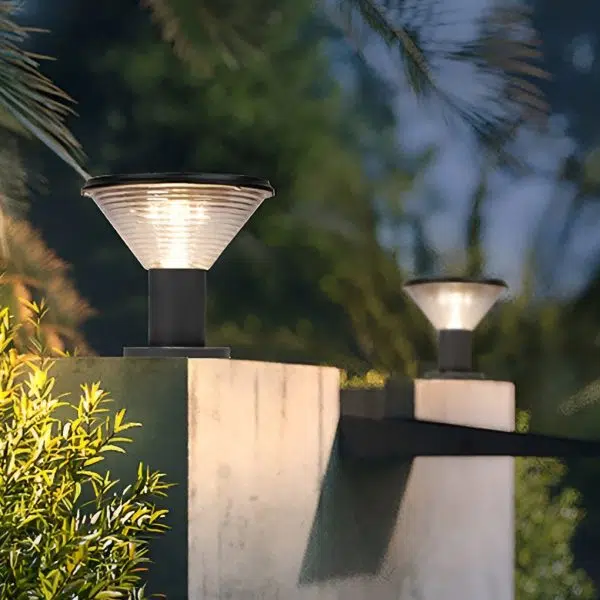 Circular Waterproof Intelligent Light Control Solar Fence Post Lights - Image 4