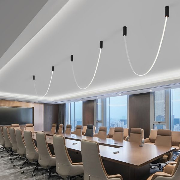 Flexible Long Art Leather Belts Minimalist Duplex Staircase Chandelier - Image 5