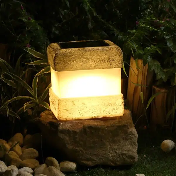 Modern Square Resin Solar Light Waterproof LED Garden Lamp - Image 3