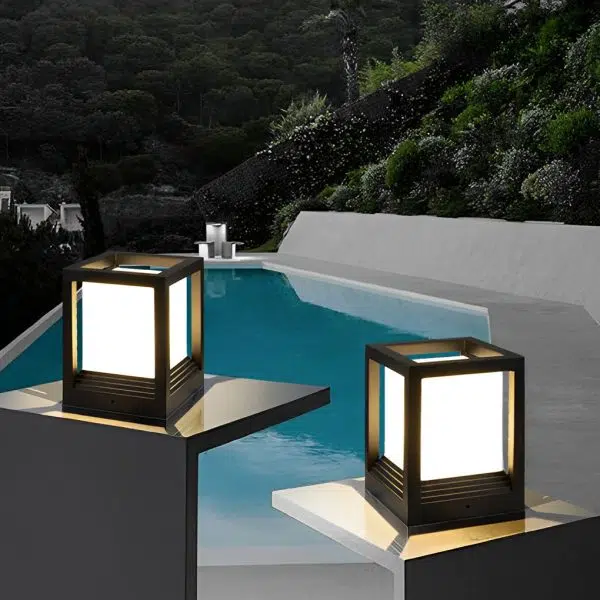 Minimalist Square Waterproof LED Black Modern Solar Fence Post Lights - Image 4