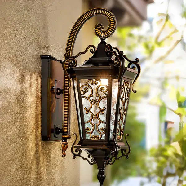 Retro Pattern Outdoor Waterproof European Style Wall Lamp Exterior Lights - Image 5