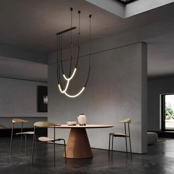 Adjustable Minimalist Line Bamboo Knots Modern Staircase Chandelier - Image 3