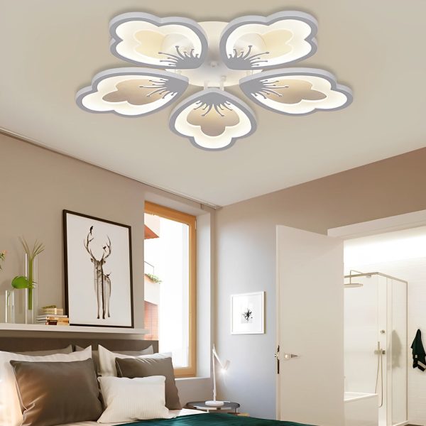 Flower Shaped Dimmable LED White Nordic Chandelier Light Flush Mount Lighting - Image 4