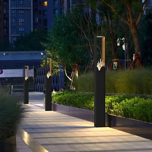 Rectangular Glass Mountain Scenery Black Modern Outdoor Pathway Lights - Image 3