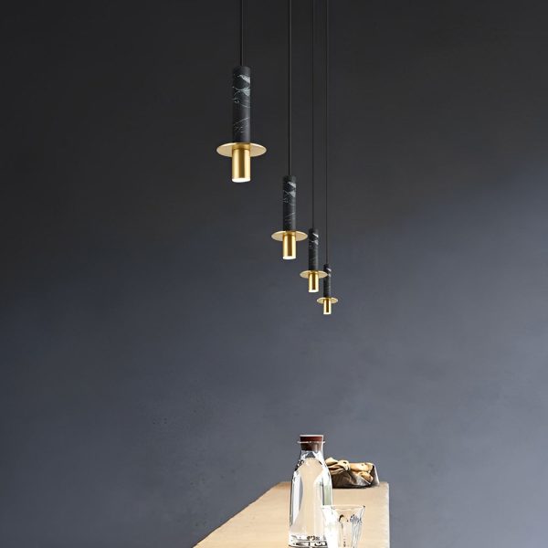 Elongated Cylindrical Terrazzo LED Post-Modern Chandelier Spotlight - Image 5