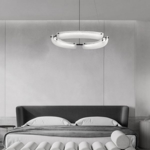 26''/34''/42'' Wide LED Frosted Water Glass Ring Chandelier - Image 3