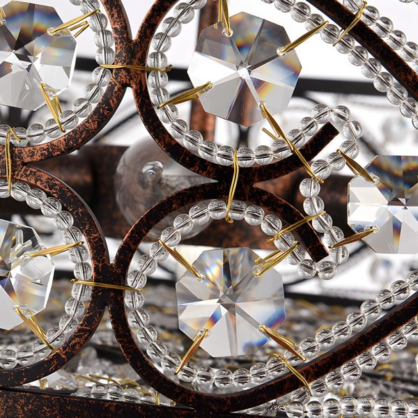 American 13 in. Drum Bronze Crystal Flush Mount Ceiling Lights - Image 4