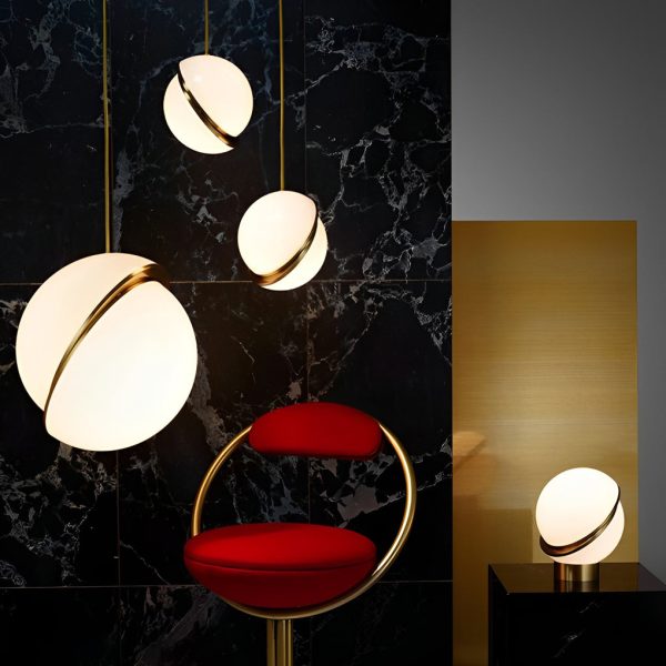 Round Creative Electroplated Iron Acrylic White Nordic Pendant Lights - Image 4