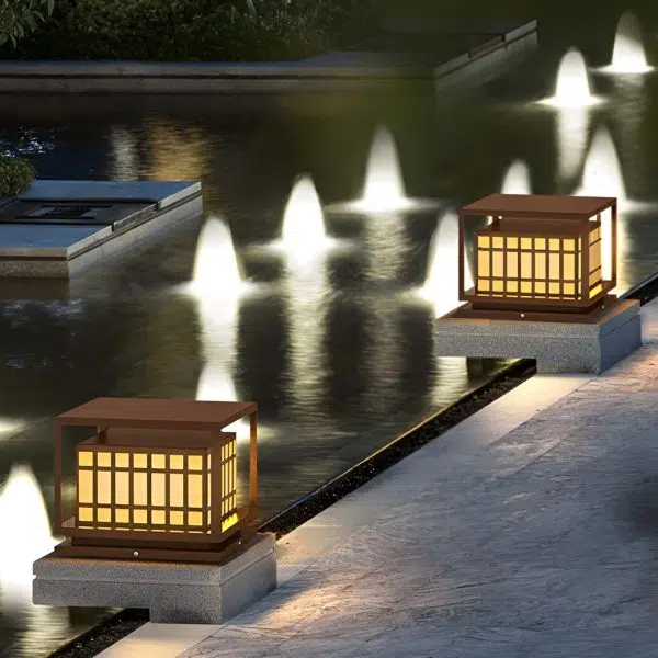 Square LED Waterproof Brown Modern Outdoor Deck Post Lights Pillar Light - Image 2