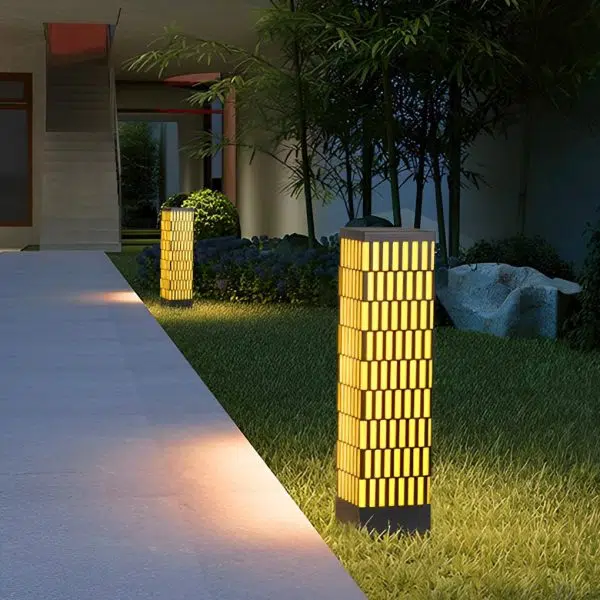 Retro Grid Designed Waterproof LED Black Modern Lawn Lamp Outdoor Lighting - Image 3