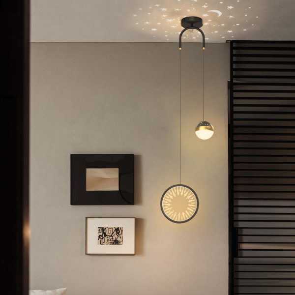 Round Oval Creative Starry Projection 3 Step Dimming Nordic Pendant Lights - Image 2