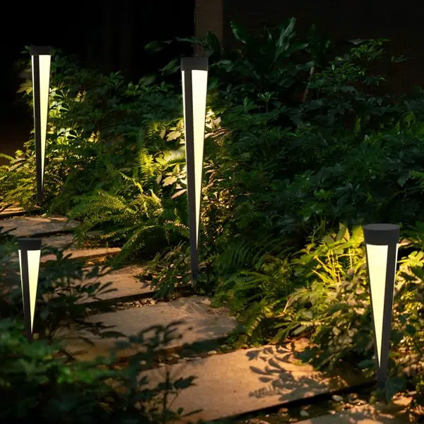 Round Outdoor Waterproof LED Gray Modern Solar Outdoor Lights Lawn Lamp - Image 4