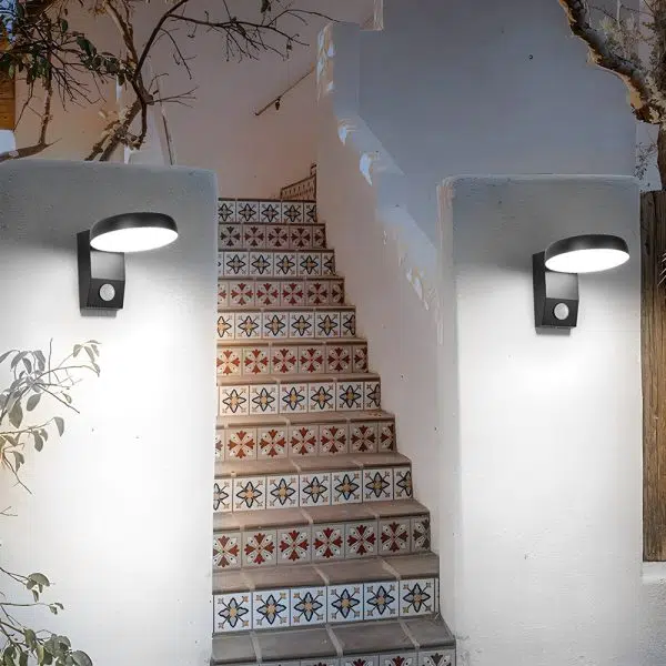Black Motion Sensor Outdoor Wall Light - Rotatable - Image 3