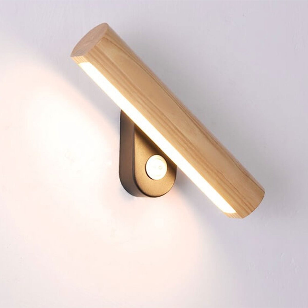 Nordic Simple Solid Wood Bar Rotating LED Wall Sconce Lamp - Image 2