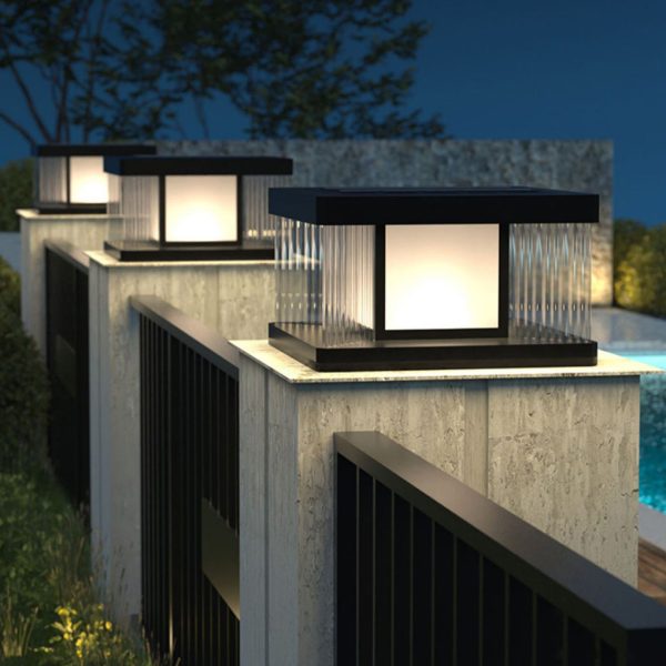 Waterproof IP65 LED Glass Acrylic Black Modern Solar Fence Post Lights - Image 2
