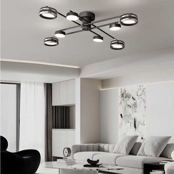 Artistic Multi-Head Matte Black Copper Semi-Flush Mount Ceiling Lighting - Image 4