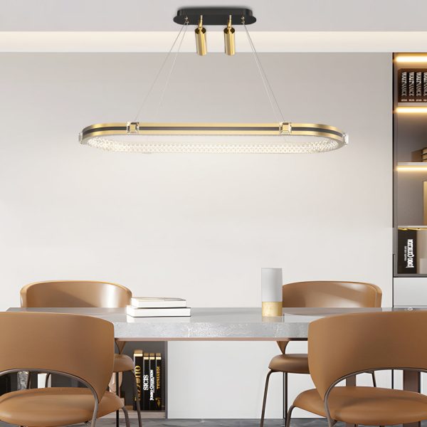 Long Oval Ring Luxury Three Step Dimming LED Modern Dining Room Chandelier - Image 2