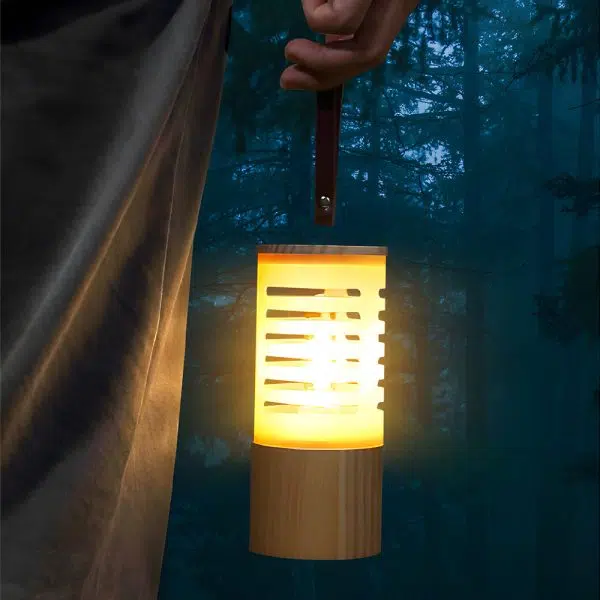 Portable Wood USB Rechargeable LED Camping Lantern - Image 3