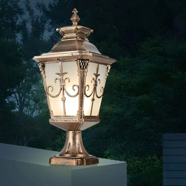 Retro Pattern Waterproof LED European Style Solar Fence Post Lights - Image 4