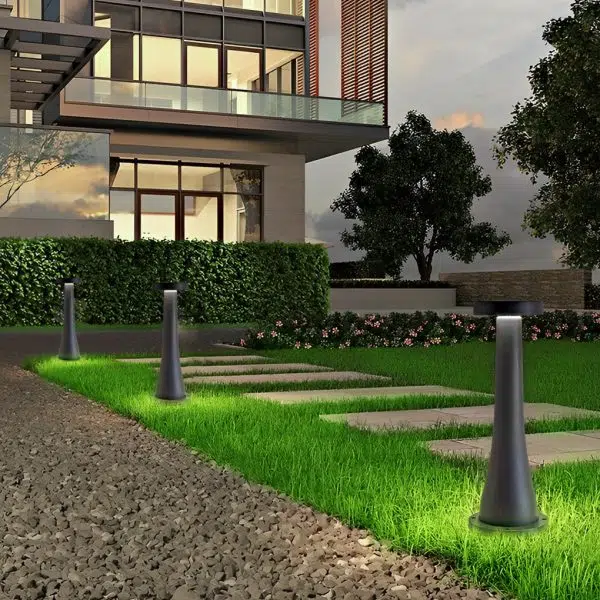 Round Mushroom Waterproof Aluminum Black Modern Outdoor Pathway Lights - Image 2